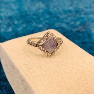 David Yurman Blue Chalcedony & Diamond Cable Quatrefoil Ring